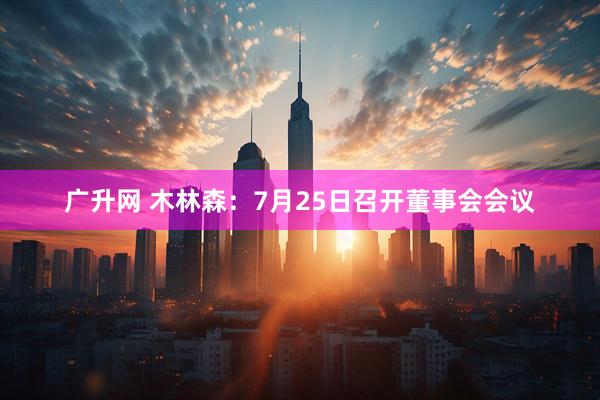 广升网 木林森：7月25日召开董事会会议