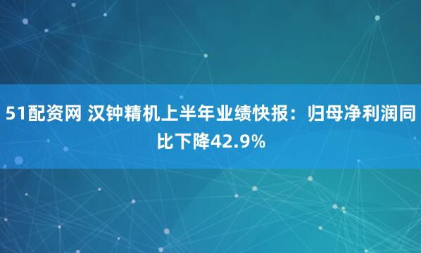 51配资网 汉钟精机上半年业绩快报：归母净利润同比下降42.9%