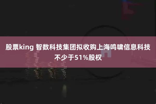 股票king 智数科技集团拟收购上海鸣啸信息科技不少于51%股权